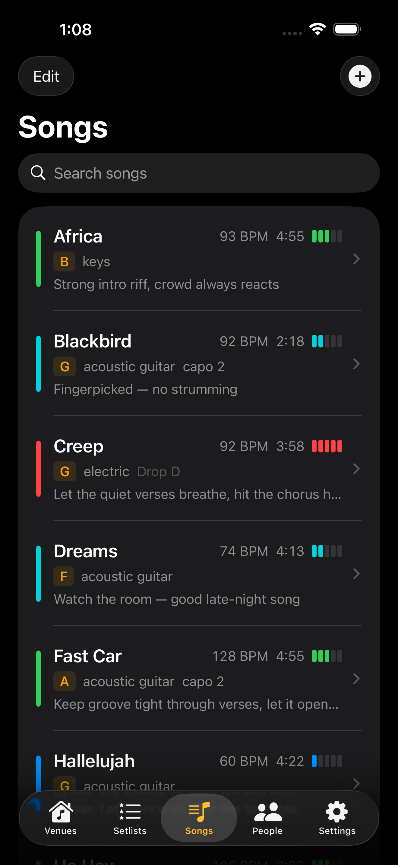 SoloAct song library